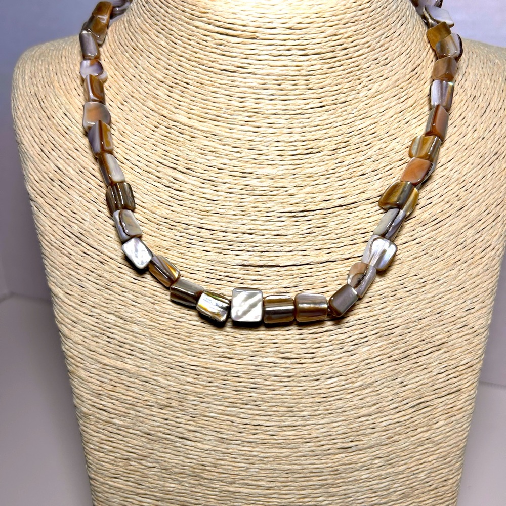 Premier Designs necklace abalone shell beads natural colors